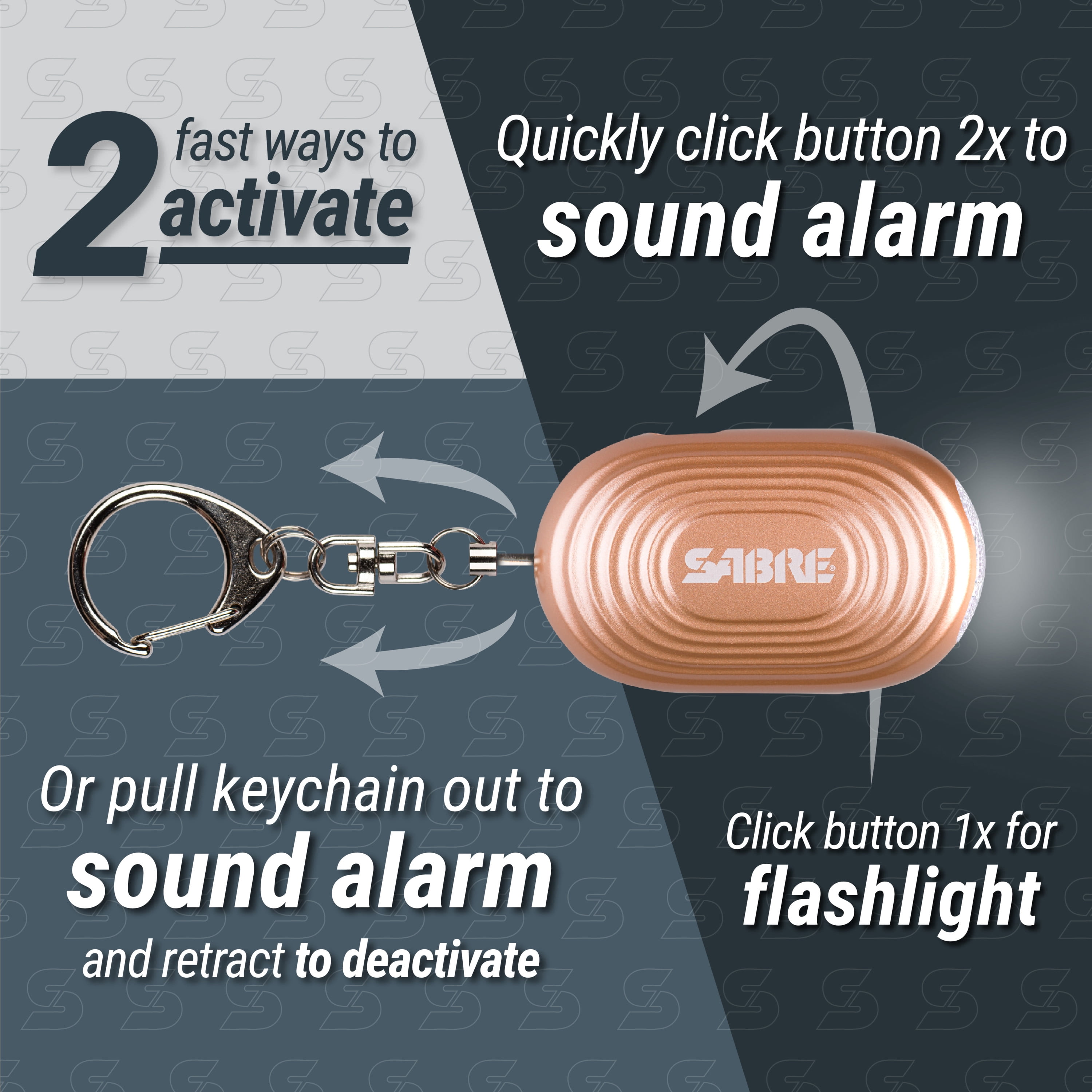 SABRE 2-in-1 Personal Alarm with LED Light
