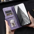 thumbnail image 6 of SaniMore for iPhone 15 Plus PU Leather Case, Wallet Design with Card Slots Cash Pocket [Wrist Strap] Flip kickstand Full Body Protection Magnetic Closure Business TPU Shell for iPhone 15 Plus, Purple, 6 of 11