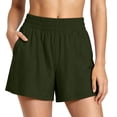 thumbnail image 2 of Athletic Shorts For Women Summer Solid Pocket Workout Ready Running Training Yoga Walking Athletic Style Daily Outfit Ready Relaxed Vacation Look Army Green M, 2 of 8