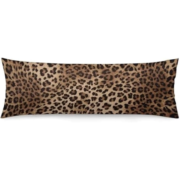 LYHBrown Leopard Body Pillow Cover 20x54 Inch Black Cheetah Skin Wild Animal Print Body Pillowcase Rectangle Long Decorative Pillow Case Soft Cushion Throw Pillow Covers for Bed Couch