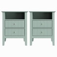 thumbnail image 3 of Heynemo Green Fluted Nightstand with 2 Drawers Set of 2, Modern Wooden Sofa Table for Small Spaces, Tall End Table for Bedroom, Living Room, 3 of 8