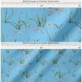 thumbnail image 2 of Soimoi Blue Cotton Cambric Fabric Grass,Wildflower & Floral Printed Fabric 1 Yard 42 Inch Wide, 2 of 7