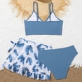 thumbnail image 4 of TOWED22 Girls Swimsuit 3 Piece Bathing Suits Flounce Bikini Tankini Set Beach Swimwear with Cover Ups Skirt for 3-8 Years(Blue,8-9 Y), 4 of 6