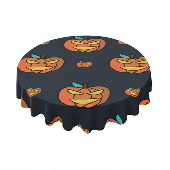 Eveokoki Halloween Tablecloth Halloween Pumpkin Tablecloth Washable Round Tablecloth 60 Inch Reusable Table Cloth for Home Party Dining Table Decor