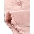 thumbnail image 6 of INSPIRE CHIC Women's Jean Jacket Frayed Button Up Washed Cropped Denim Jacket Pink XS, 6 of 8