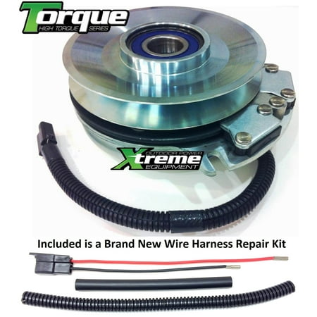 Bundle - 2 items: PTO Electric Blade Clutch, Wire Harness Repair Kit.  Replaces Warner 5218-110 Big Dog Clutch - Upgraded Bearings w/ Wire Repair Kit