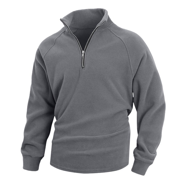 pstuiky Camisas para hombre de manga larga, Camiseta/camiseta informal de cuello alto con media cremallera y forro polar de manga larga y cuello redondo para hombre top de hombre l