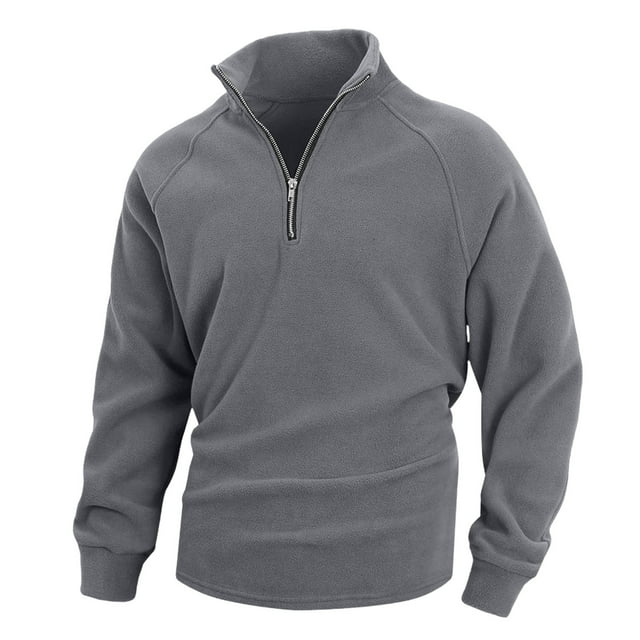 pstuiky Camisas para hombre de manga larga, Camiseta/camiseta informal de cuello alto con media cremallera y forro polar de manga larga y cuello redondo para hombre top de hombre l