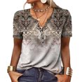 thumbnail image 1 of Jersey con cuello de botones para mujer,Camiseta con cuello en V para mujer,Camiseta de manga corta para mujer construida para profesionales, 1 of 5