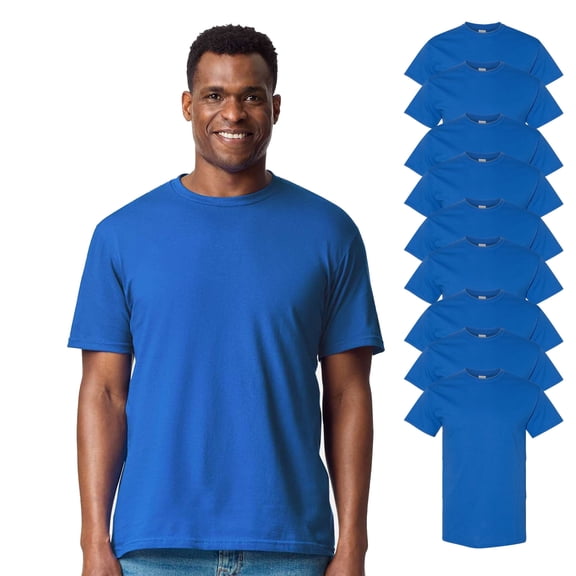 Gildan Heavy Cotton Crew Neck T-Shirt, Men's Lightweight Short Sleeve Bulk Tee, Royal, 9 Pack, Size-S