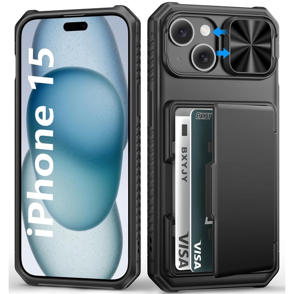 Funda tipo cartera BXYJY para iPhone 15/14/13 con tarjetero y RFID