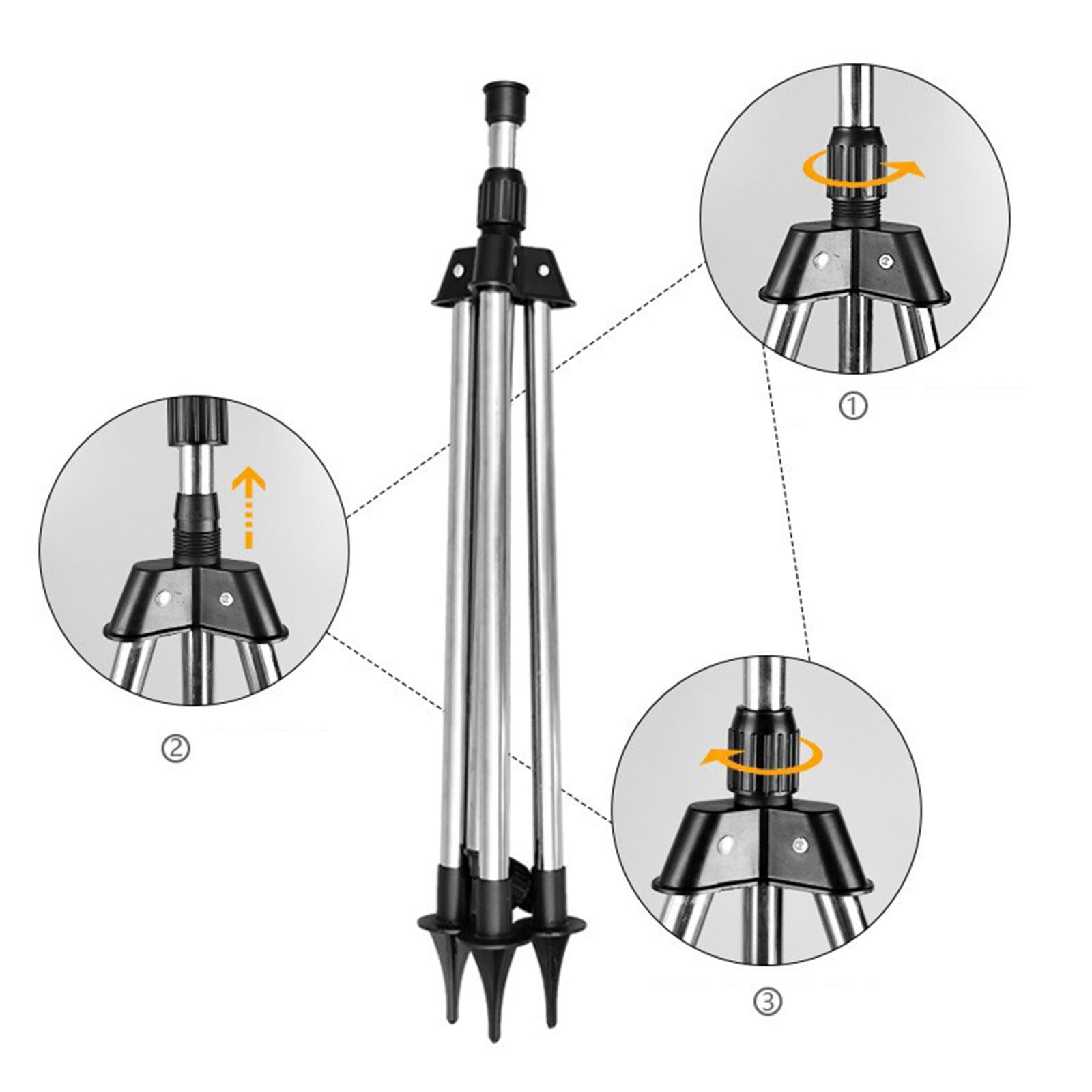 Tripod Sprinkler Adjustable Height Stainless Steel Lawn Sprinkler with Multi-Pattern Nozzle 360° Automatic Rotating Lawn Sprinkler for Garden Yard Agricultural Irrigation