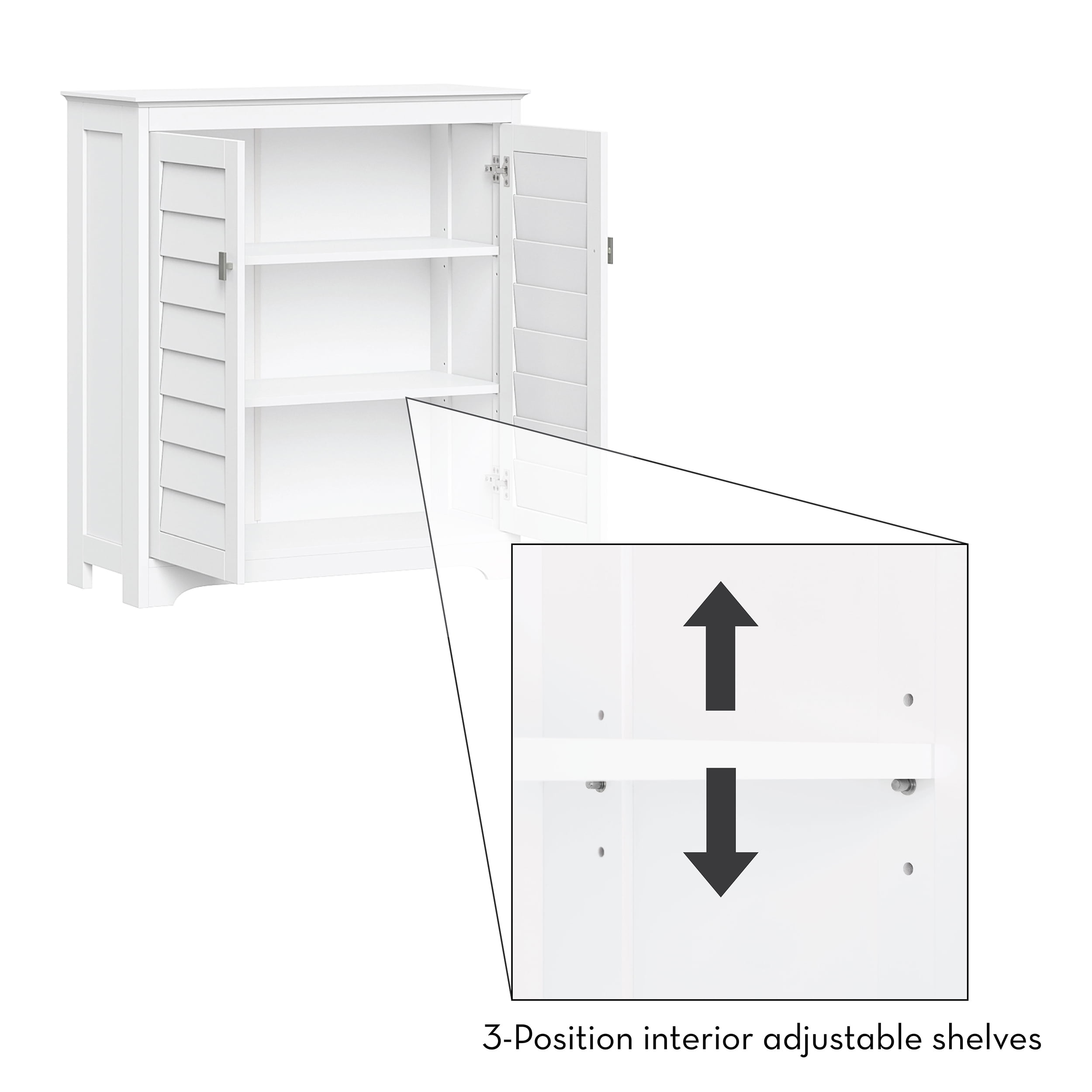 RiverRidge Brookfield 2-Door Bathroom Linen Storage Cabinet and Laundry Shelf - White
