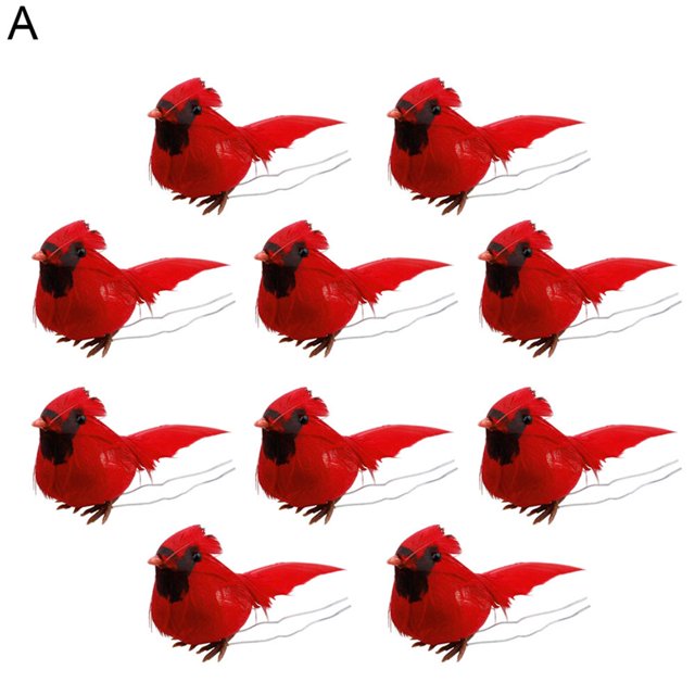 10 Pcs Décorations de Noël Oiseaux Cardinaux Oiseaux Rouges Ornements de Sapin de Noël