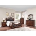 thumbnail image 6 of Eastern King Size Platform Bed Frame with Tufted Faux Leather Upholstered Headboard & Footboard,American Classic Vintage Bed with Antique Carved,Dark Cherry, 6 of 7