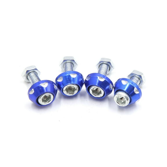 REGALWOVEN 4 Pcs Blue Aluminum Alloy Decorative License Plate Bolt Screw for Car Motorcycle