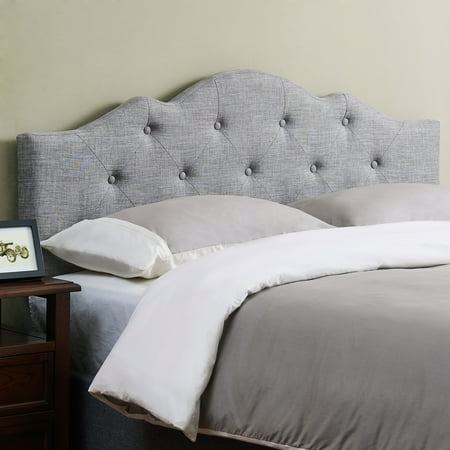 Mainstays Minimal Tufted Rounded Headboard, Multiple Sizes and (Best Fabric For Upholstered Headboard)