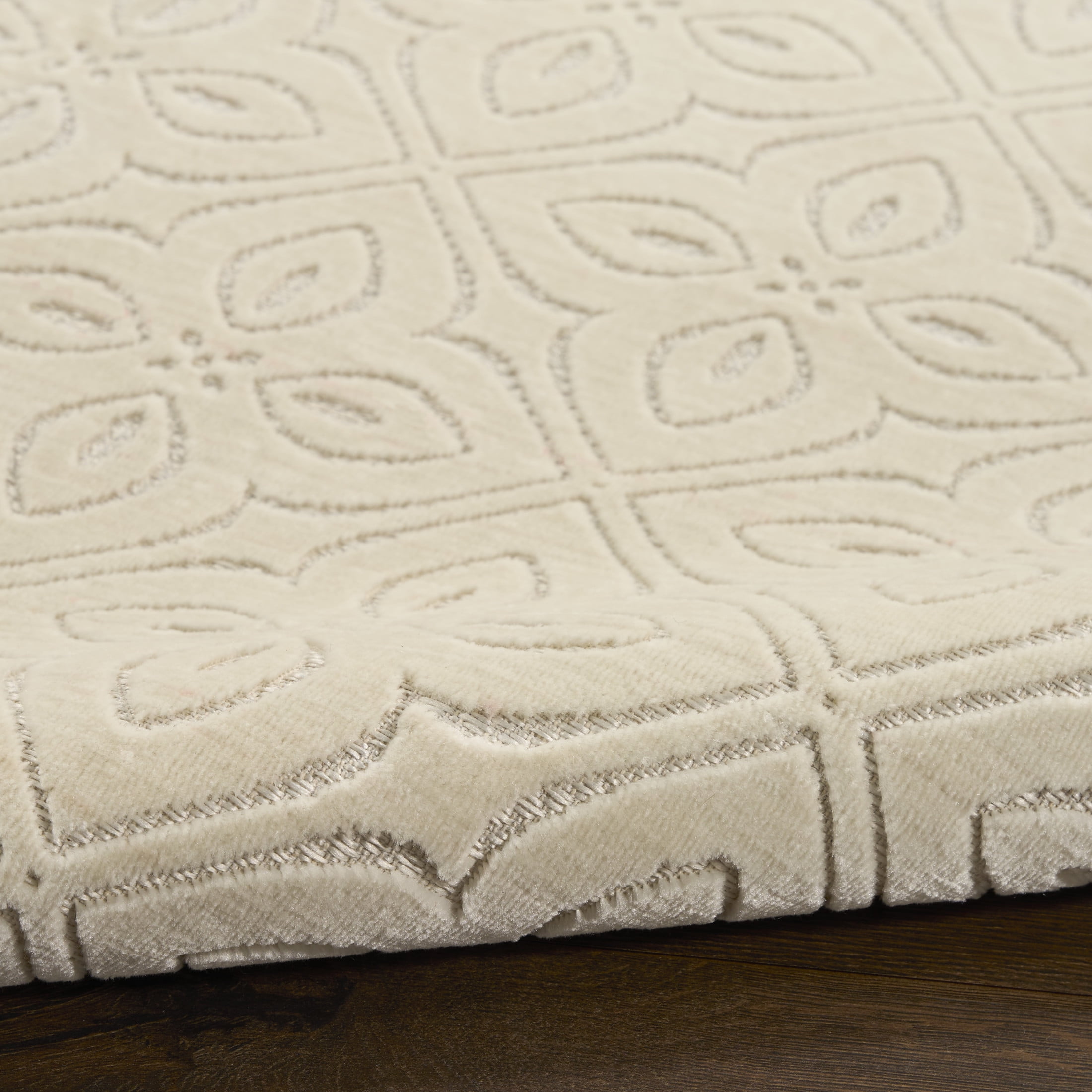 Nourison Washable Charm 2'2" x 8' Ivory Contemporary Indoor Rug