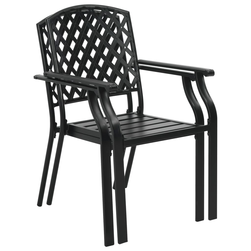 Kepooman Outdoor Patio Stackable Metal Chairs Set with Backrest, Set of 2, Black Kepooman Outdoor Patio Stackable Metal Chairs Set with Backrest, Set of 2, Black