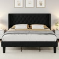 thumbnail image 2 of SHA CERLIN King Size Platform Bed Frame with Fabric Wingback&Tufted Upholstered Headboard, Black, 2 of 8