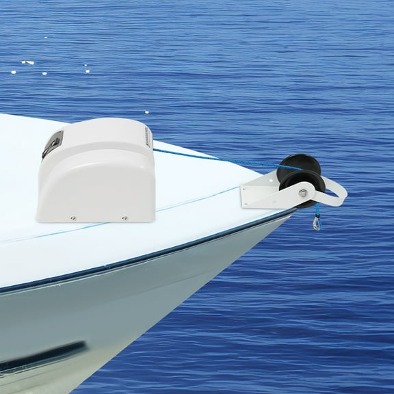 45 LBS White Electric Anchor Winch Boat Anchor Wench for Fishing Boats Motorboats Small Pleasure Boats