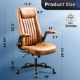 thumbnail image 2 of Wubio Executive Chair Computer Office Chair, High Back Ergonomic Desk Chair with Adjustable Flip-up Armrests, Lumbar Support and Thick Headrest, Brown, 2 of 7