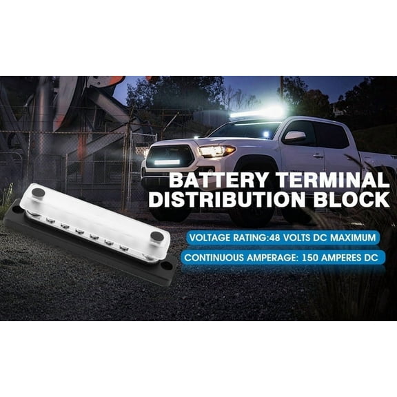 GLOSO Common BusBar Power & Battery Terminal Distribution Block w/Cover, 150 Amp