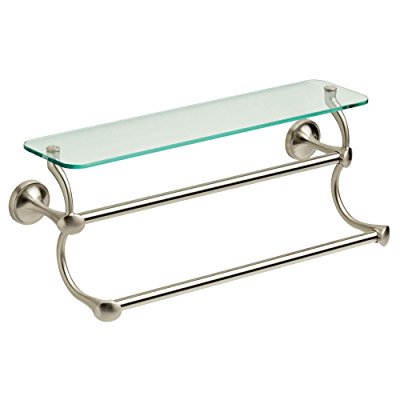 Delta 18 in. Double Towel Bar in Brushed Nickel with Glass Shelf EXTEN20-BN