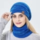 thumbnail image 3 of Conjunto de gorros de invierno para mujer, gorro de punto cálido, gorro de Calavera, calentador de cuello, forro de piel gruesa, gorro de invierno, bufanda con máscara, 3 of 3