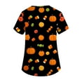 thumbnail image 3 of Knosfe Halloween Scrub Tops for Women Short Sleeve Spooky Ghost Pumpkin Fall Nurse Uniform V Neck Funny Spider Skeleton Casual Scrubs Dark Gray 4XL, 3 of 5