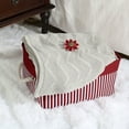 thumbnail image 3 of PiccoCasa Foldable Storage Basket Handle Fabric Box Closet, Red Stripe, Small, 3 of 6