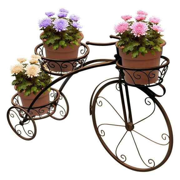 Drevy Tricycle Plant Stand - Flower Pot Cart Holder - Ideal for Home, Garden, Patio - Great Gift for Plant Lovers, Housewarming, Mother’s Day - Parisian (Bronze)