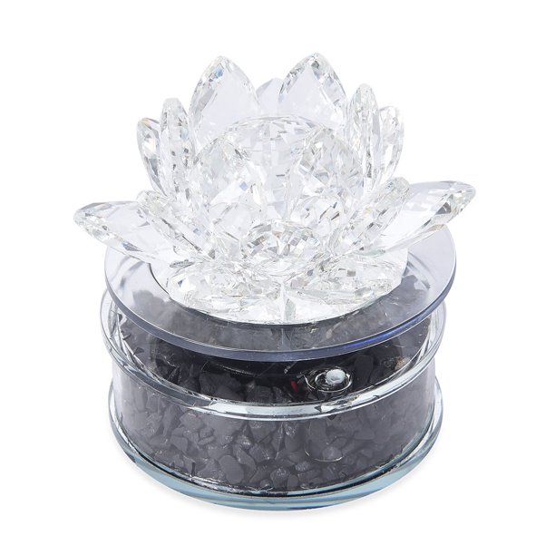 Shop LC Transparent Crystal Lotus with Solar Rotating Base Healing