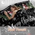 thumbnail image 4 of Snowman Merry Christmas Comforter Set Queen Size, Black Winter Socks Xmas Tree Soft Bedding Set for Man Woman, 4 Pieces Duvet Cover Set with Fitted Sheet, 2 Pillowcases, 4 of 9