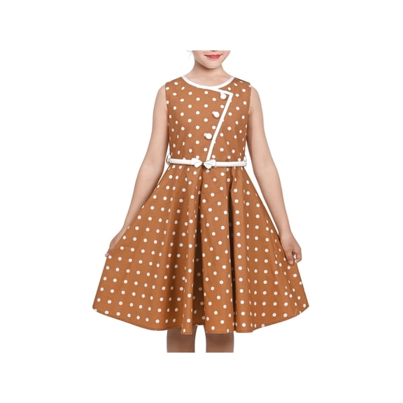 Sunny Fashion Girls Dress Polka Dot Butterfly Belt Asymmetrical Playful 6 Years