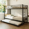 thumbnail image 2 of Leumius Twin over Twin Bunk Bed with Trundle,Heavy Duty Metal Bed Frame with Full-Length Guardrail and Ladders for Kids/Teens/Adults,Space-Saving,Black, 2 of 9