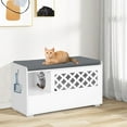 thumbnail image 1 of Gymax Bac à Litière pour Chat avec Coussin Amovible et Ouverture Rabattable Moderne Blanc, 1 of 6