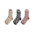 thumbnail image 3 of MeMoi Women's 3 Pair Pack Checkmate Triple Cuff Crew Socks - Womens - Female, 9-11, Black-Nude, 3 of 3