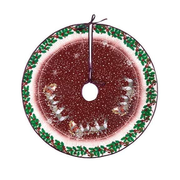 Christmas Tree Skirt 3ft Atmosphere Decoration Santa Printed Skirt Party Welcome Santa's Tree Dress