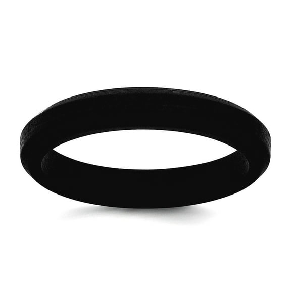 Silicone Black 4mm Ridged Edge Band Size 6 Ring for Women and Men