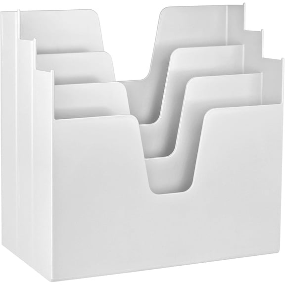 Acrimet 3-Tier Horizontal Hanging File Folder Holder Organizer, Letter Size, Ladder-Style, Open-Top Plastic File Box for Office, Home & School, White