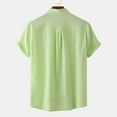 thumbnail image 4 of MIUOWANP Men's Pullover Shirts Short Sleeve Casual Solid Color Buttons Beach Shirt Stand-up Collar Business Casual Blouse Size S(4)Green, 4 of 9