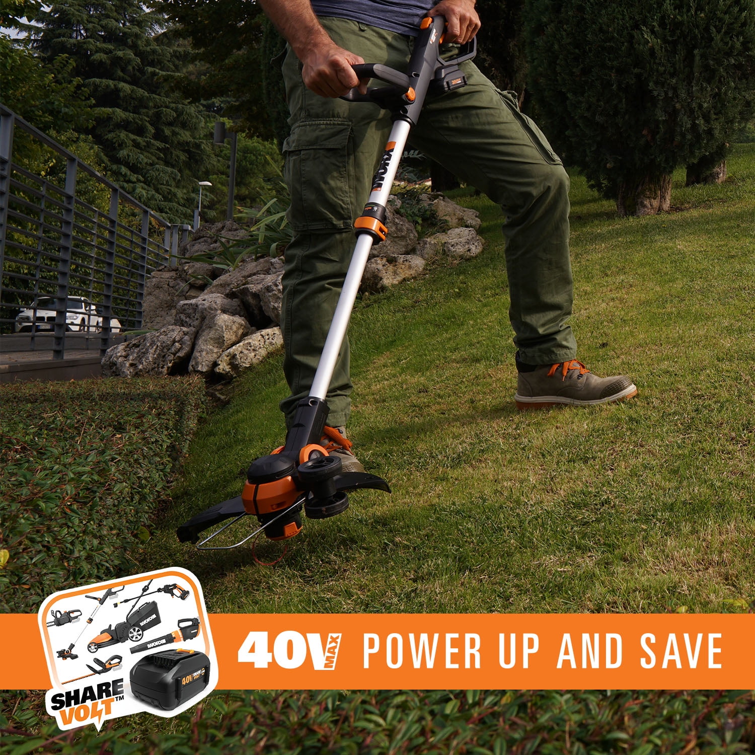 WORX WG180 40V 2 In 1 String Trimmer Edger With 12 Trim Diameter