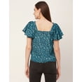 thumbnail image 4 of Moomaya Sweetheart Neck Tops For Women, Printed Short Flutter Sleeve Casual Top, 4 of 9