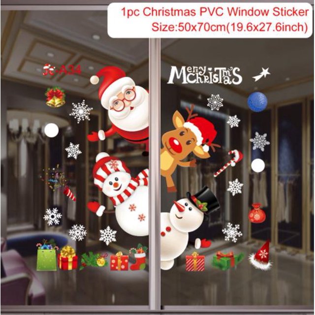 Pegatinas de pared de Feliz Navidad, pegatinas de cristal para ventana, adornos navideños para el hogar, adornos navideños 2021, Año Nuevo 2022 Tan Jianjun unisex