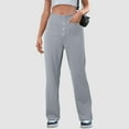 thumbnail image 5 of Povozer Women's Casual High Waist Stretch Pants, Multiple Pockets Straight Leg Pants, for Leisure and Office(Gray,XL), 5 of 6
