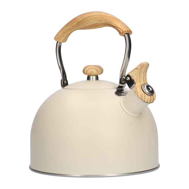 Tetera Silbante De 2,5 L, Acero Inoxidable Blanco Con Pitido Automático, Mango Ergonómico, Tetera Para Estufa De Agua, Tetera Para Estufa Eléctrica De Gas, Cocina De Inducción Moyic HA013259-00