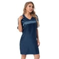 thumbnail image 5 of YONGHS Womens Night Shirts Nightgowns Short Sleeve Sleeping Shirts Sleepwear Navy_Blue L, 5 of 7