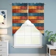 thumbnail image 6 of Farmhouse Orange Blue Yellow Kitchen Window Curtains, Swag Curtains Valance for Bedroom Living Room Bathroom, Vintage Wood Country Rod Pocket Window Treatment Curtain Block Drapes 2 Panels 36"x36", 6 of 9
