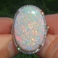 thumbnail image 2 of NUZYZ Women Oval Shape Artificial Opal Ring Finger Jewelry Gift, 2 of 8